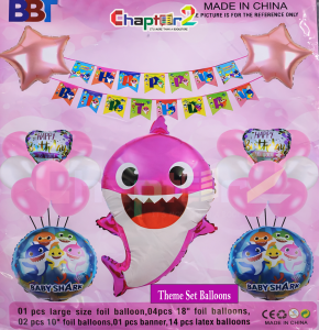 Baby Shark Theme Birthday Balloon Decoration Set – Pink Shark Party Décor