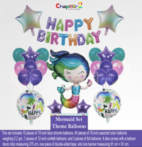 Mermaid Theme Birthday Balloon Decoration Set – Colorful Underwater Party Décor