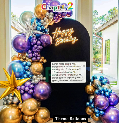 Luxury Metallic Purple, Blue & Gold Birthday Balloon Decoration Theme Set – Premium Party Backdrop Décor
