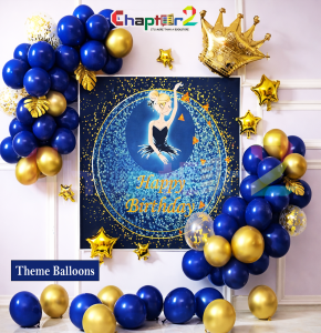 Royal Princess Theme Balloon Set – Blue & Gold Birthday Decoration Kit