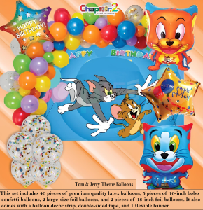 Tom and Jerry Theme Birthday Balloon Decoration Set – Colorful Party Décor