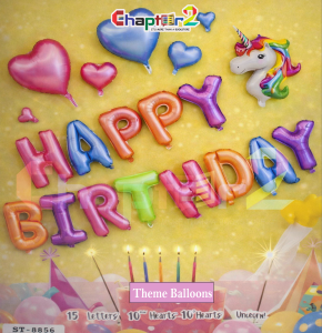 Unicorn Happy Birthday Foil Balloon Set – Colorful Letter & Heart Balloon Decoration Kit