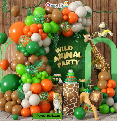 Wild Animal Jungle Theme Birthday Balloon Decoration Set for Kids Party