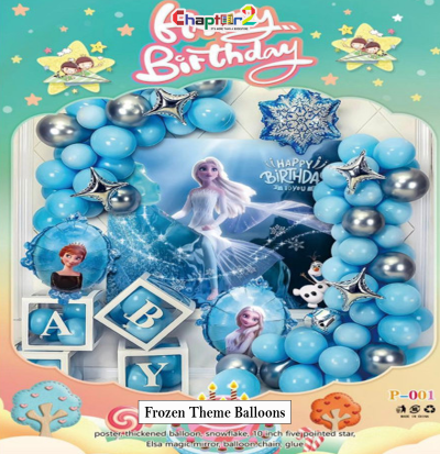 Frozen Theme Balloon Decoration Set – Blue Elsa Birthday Party Décor Kit