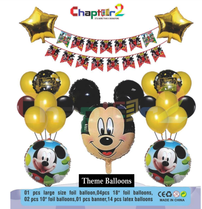 Mickey Mouse Theme Balloon Set – Black & Gold Birthday Decoration Kit