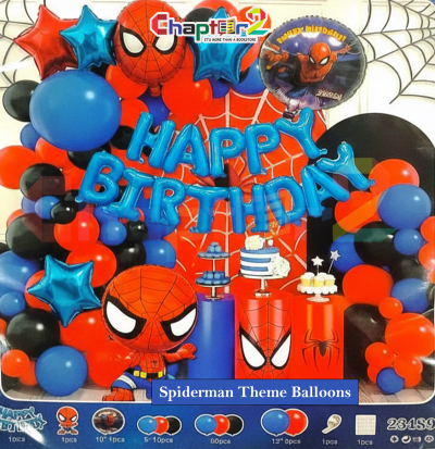 Spider-Man Theme Balloon Decoration Set – Red, Blue & Black Superhero Birthday Décor