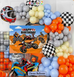 Motorbike Racing Theme Balloon Decoration Set for Kids Birthday Party