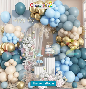 Elegant Blue & Gold Theme Balloon Decoration Set – Luxury Birthday & Event Backdrop Décor