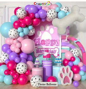 Cute Puppy Dog Theme Happy Birthday Balloon Decoration Set for Girls