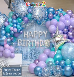Frozen Theme Balloon Decoration Set (100 Pcs) – Winter Wonderland Birthday Party Backdrop