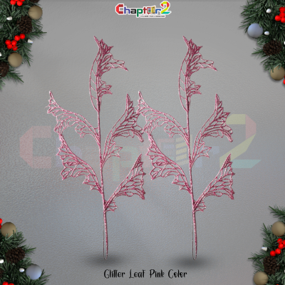 Pink Glitter Decorative Leaf Spray – Christmas Tree & Floral Arrangement Decoration