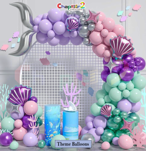 Mermaid Theme Balloon Arch Decoration Set – Pastel Ocean Party Backdrop