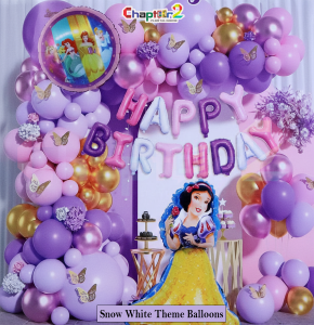 Snow White Theme Balloon Decoration Set – Princess Birthday Balloon Arch & Backdrop