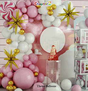 Pink & White Luxury Balloon Decoration Set – Elegant Birthday Balloon Arch with Gold Accents