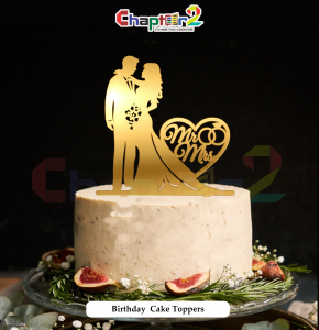 Mr & Mrs Wedding Cake Topper – Gold Acrylic Bride & Groom Cake Decoration