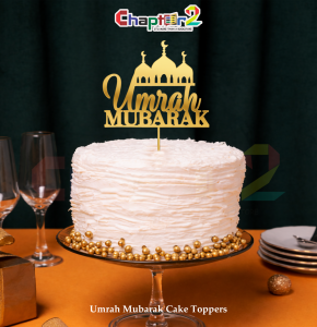 Umrah Mubarak Gold Cake Topper – Islamic Celebration Cake Decoration