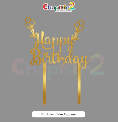 Happy Birthday Gold Script Cake Topper – Elegant Birthday Cake Decoration 2 2