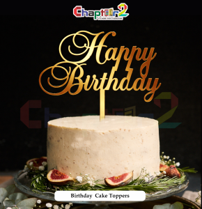 Happy Birthday Gold Acrylic Cake Topper – Bold Classic Script Design