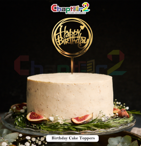 Happy Birthday Gold Acrylic Cake Topper – Circular Swirl Modern Design