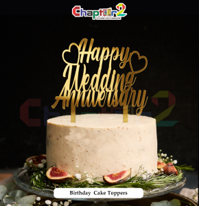 Happy Wedding Anniversary Cake Topper – Gold Acrylic Anniversary Cake Decoration