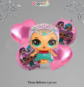 LOL Surprise Mermaid Theme Foil Balloons – 5 Pcs Party Decoration Set