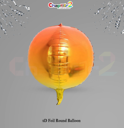 4D Foil Round Balloon – Gold & Orange Gradient Party Decoration Balloon