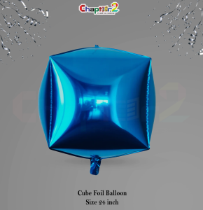 Metallic Blue Cube Foil Balloon 24 Inch – 3D Square Shape Premium Party Balloon
