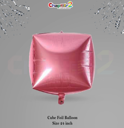Rose Pink Cube Foil Balloon 24 Inch – 3D Square Shape Premium Party Balloon
