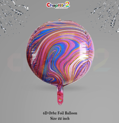 Multicolor Marble 4D Orbz Foil Balloon (22 Inch) – Premium Swirl Party Balloon