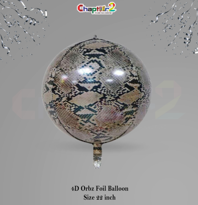 Snakeskin Print 4D Orbz Foil Balloon 22 Inch – Animal Pattern Spherical Party Balloon