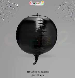Black 4D Orbz Foil Balloon 22 Inch – Metallic Round Party Decoration Balloon