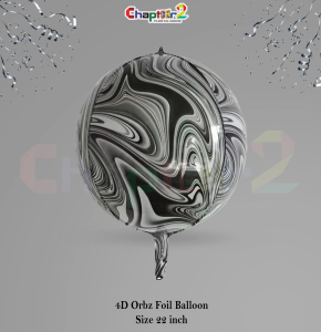 Black & White 4D Orbz Foil Balloon (22 Inch) – Marble Design Party Decoration