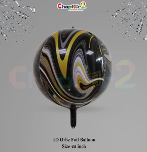 Black & Gold 4D Orbz Foil Balloon (22 Inch) – Luxury Party Decoration