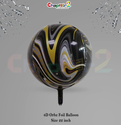 Black & Gold 4D Orbz Foil Balloon (22 Inch) – Luxury Party Decoration