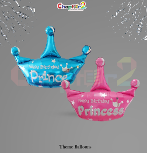 Happy Birthday Prince & Princess Crown Foil Balloons – Kids Royal Theme Party Décor