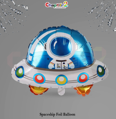 Spaceship Astronaut Foil Balloon – Blue UFO Space Theme Party Decoration