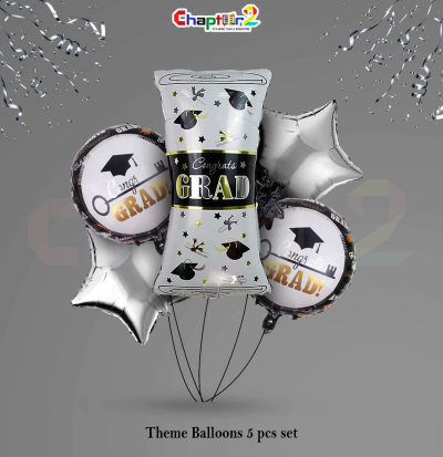 Graduation Theme Foil Balloons – Congrats Grad 5 Pcs Decoration Set