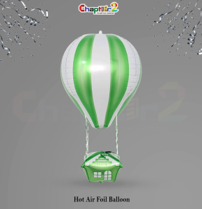 Hot Air Foil Balloon – Green & White Air Balloon Party Decoration