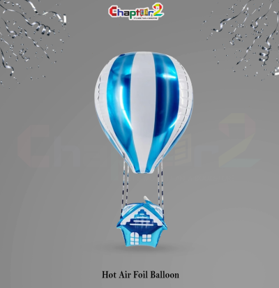 Hot Air Foil Balloon – Blue & White Air Balloon Party Decoration