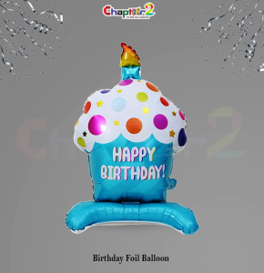Happy Birthday Cupcake Foil Balloon – Standing Cake Party Decoration