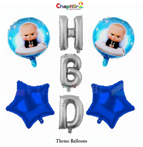 Boss Baby Theme Foil Balloon Set – HB Letter & Blue Star Design