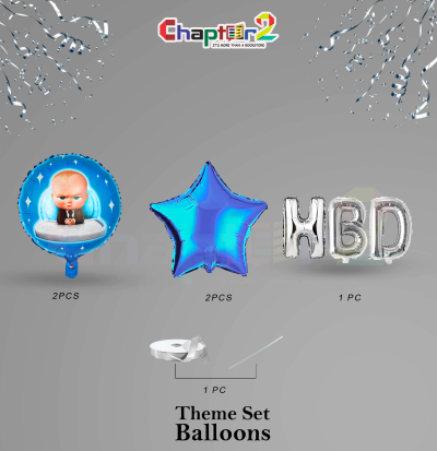 Boss Baby Theme Foil Balloon Set – HB Letter & Blue Star Design 2 5400644b