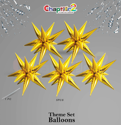 3D Gold Starburst Foil Balloons Set – Premium Party Decoration (1 PC / 5 PCS)