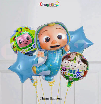 Cocomelon Blue Theme Foil Balloon Set – Kids Birthday Party Decoration