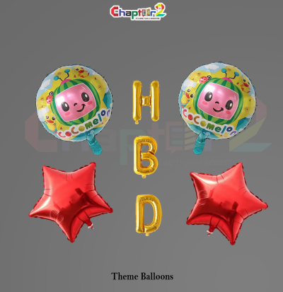 Cocomelon “HBD” Foil Balloon Set – Kids Birthday Party Decoration