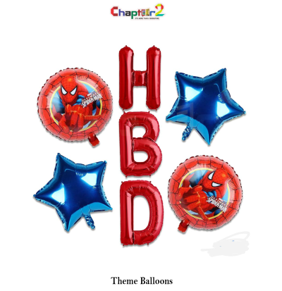 Spider-Man Theme Foil Balloon Set – HB Letters & Blue Star Design