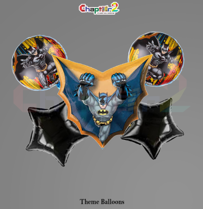 Batman Theme Foil Balloon Set – Black Star Superhero Design