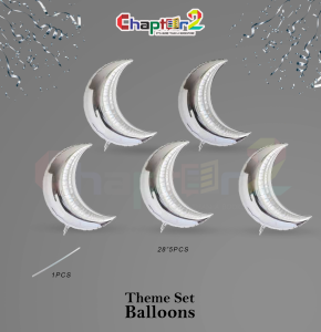 Moon Foil Balloon 28 Inch – Silver Crescent Moon Party Decoration Balloon