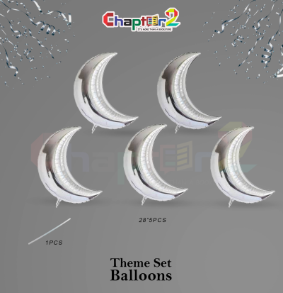 Moon Foil Balloon 28 Inch – Silver Crescent Moon Party Decoration Balloon