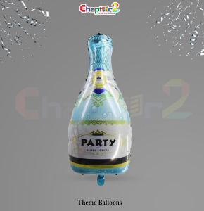 Blue Champagne Bottle Foil Balloon – Happy Cheers Party Decoration